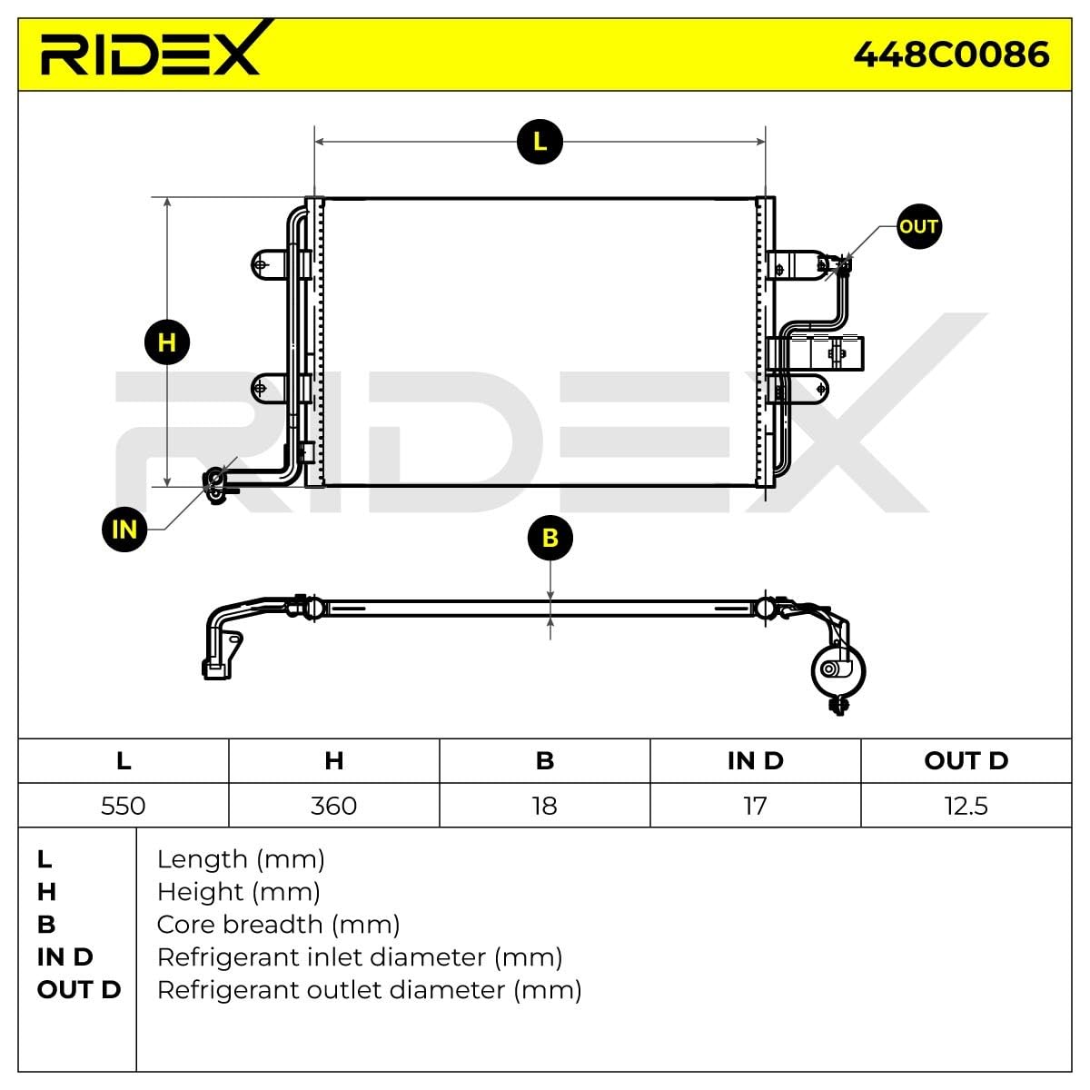 RIDEX 448C0086 Klimakondensator Klimaanlage Auto mit Trockner 13128931 13128932 1850086