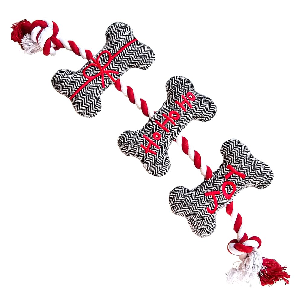 Nobby Xmas Stoffknochen mit Seil 51 cm