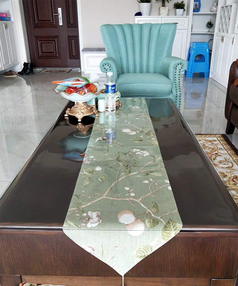 NAKAN Tela de Tapicería Estilo Rústico por Metro 280x100cm Ancho Pájaros Verdes Estampado Floral Tela de Poliéster para Sillas Muebles, Decoración Y Manualidades(Size:3m)