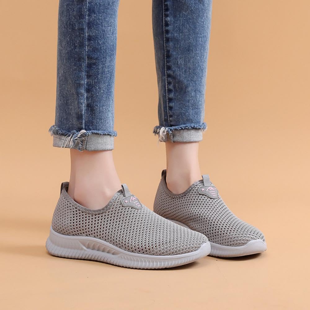 Damskie Codzienne Buty Do Chodzenia Typu Slip-On Antypoślizgowe z Siateczki Oddychające Lekkie z Podparciem Łuku Stopy