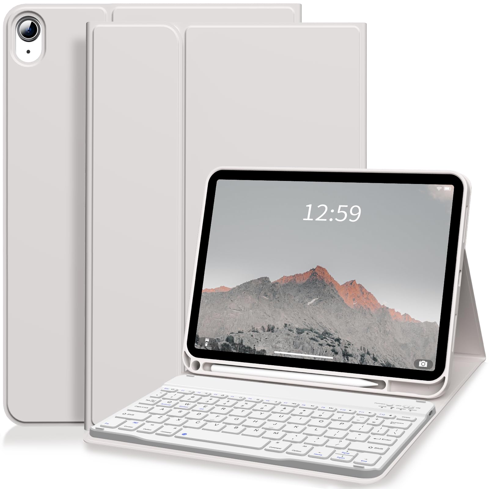ZKTUYU for iPad 11th/10th Generation Case with Keyboard 11 inch/10.9 inch 2025 A16 2022 with Pencil Holder, Magnetic Detachable Wireless Bluetooth Folio Stand Rechargeable Keyboard Cover, Gray