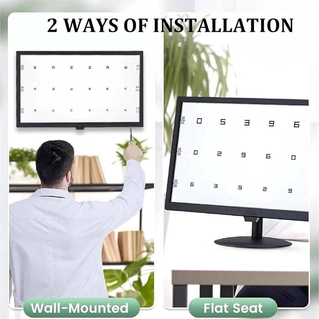 Tableau D'acuité Visuelle Numérique,Tableau Oculaire électronique LCD Haute Résolution pour Optométrie,Appareil Mesure Vision avec Distance Mesure Réglable (1 à 6 M),pour Examen La Vue,18.5in
