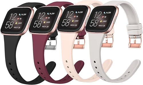 Tobfit Correas de reloj deportivas delgadas compatibles con Fitbit Versa 2 correas para mujeres y hombres, correas de repuesto de silicona