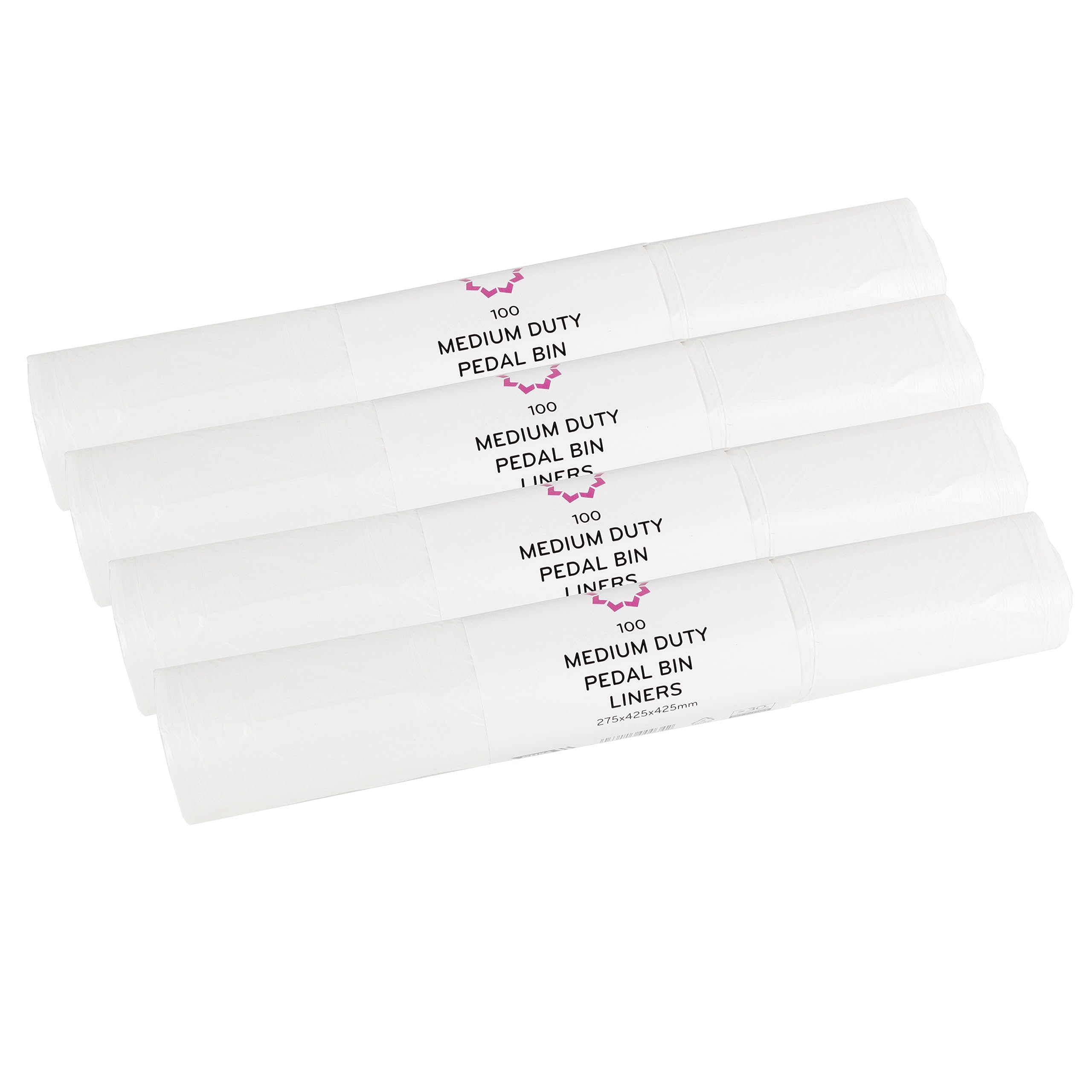 400 x 15L Swing Bin/Pedal Bin Liners - White - 4 Rolls of 100 Refuse Bags