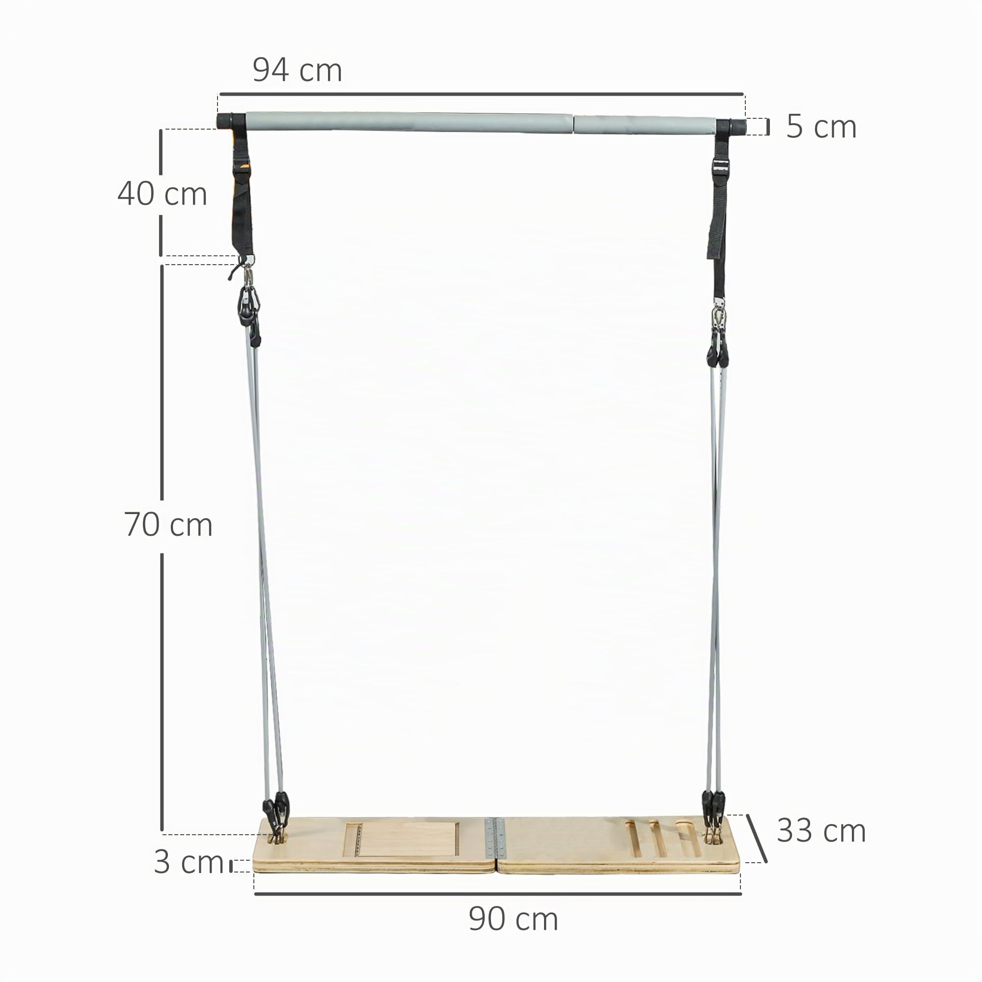 SPORTNOW Kit barra Pilates Kit barra Pilates con 6 bande elastiche Tavola inclinata regolabile per l'allenamento completo del corpo a casa Grigio
