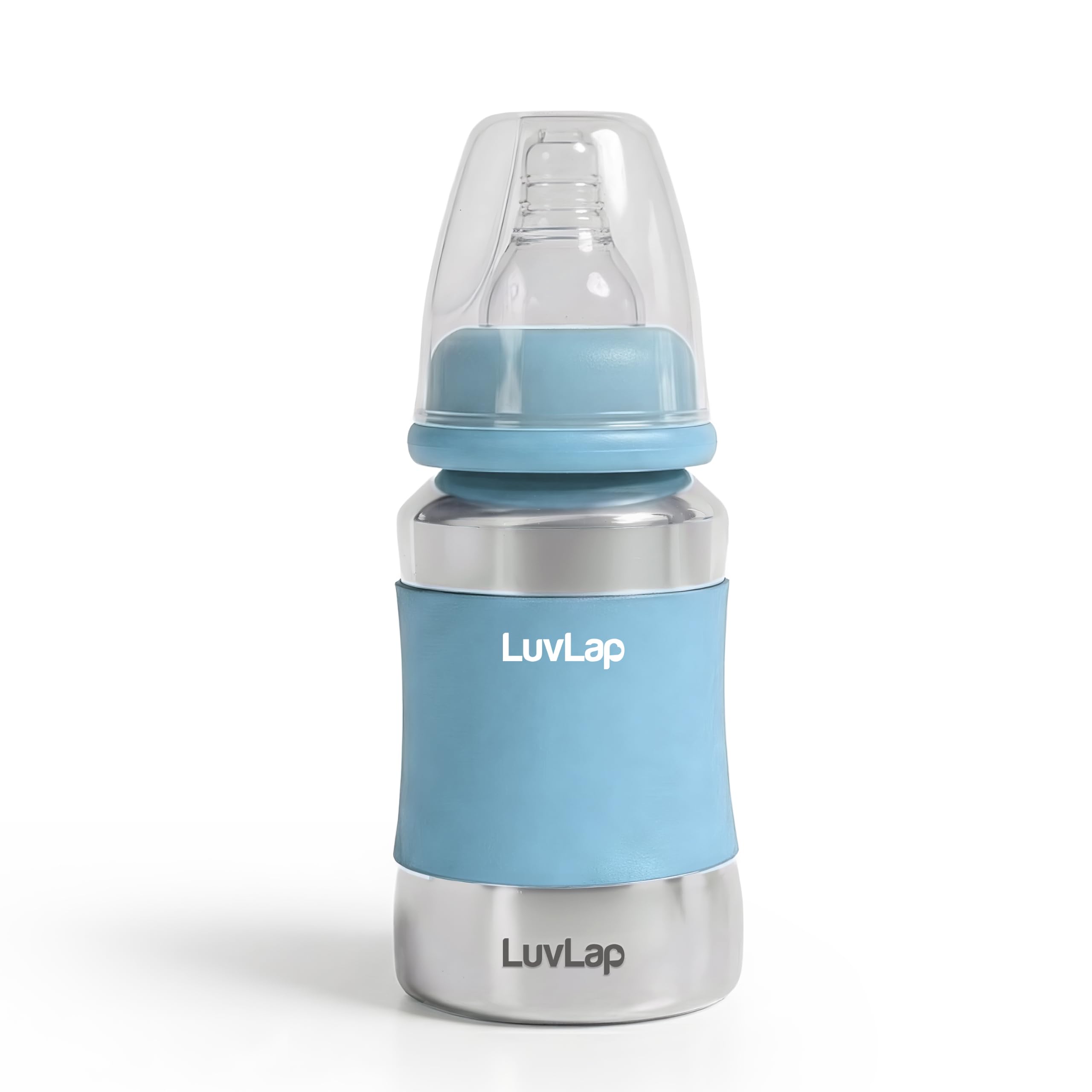 LuvLap Baby Steel Feeding Bottle 140ml, Made of SS304 Rust Free Steel, Baby Milk/Water Bottle with Dust Cover, Heat Protective Silicone Cover, BPA Free, Odour Free, Leak Proof, Sky Blue, 0M+-image-13