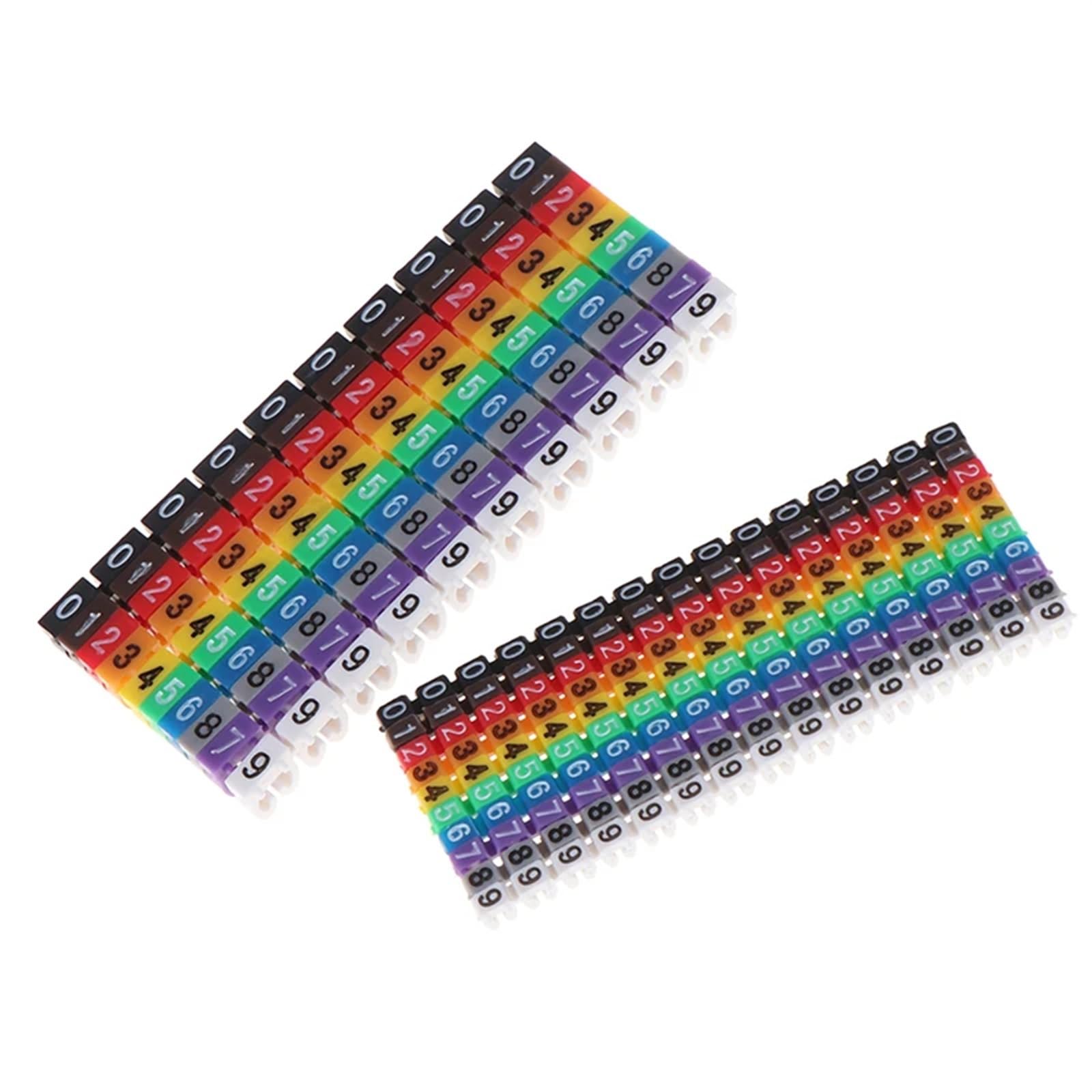 etykiety do kabli, 150 szt. Oznaczników kablowych Kolorowe znaczniki typu C Etykieta z numerem dla drutu 2-3 mm Widoczna i łatwa do zidentyfikowania(4mm)