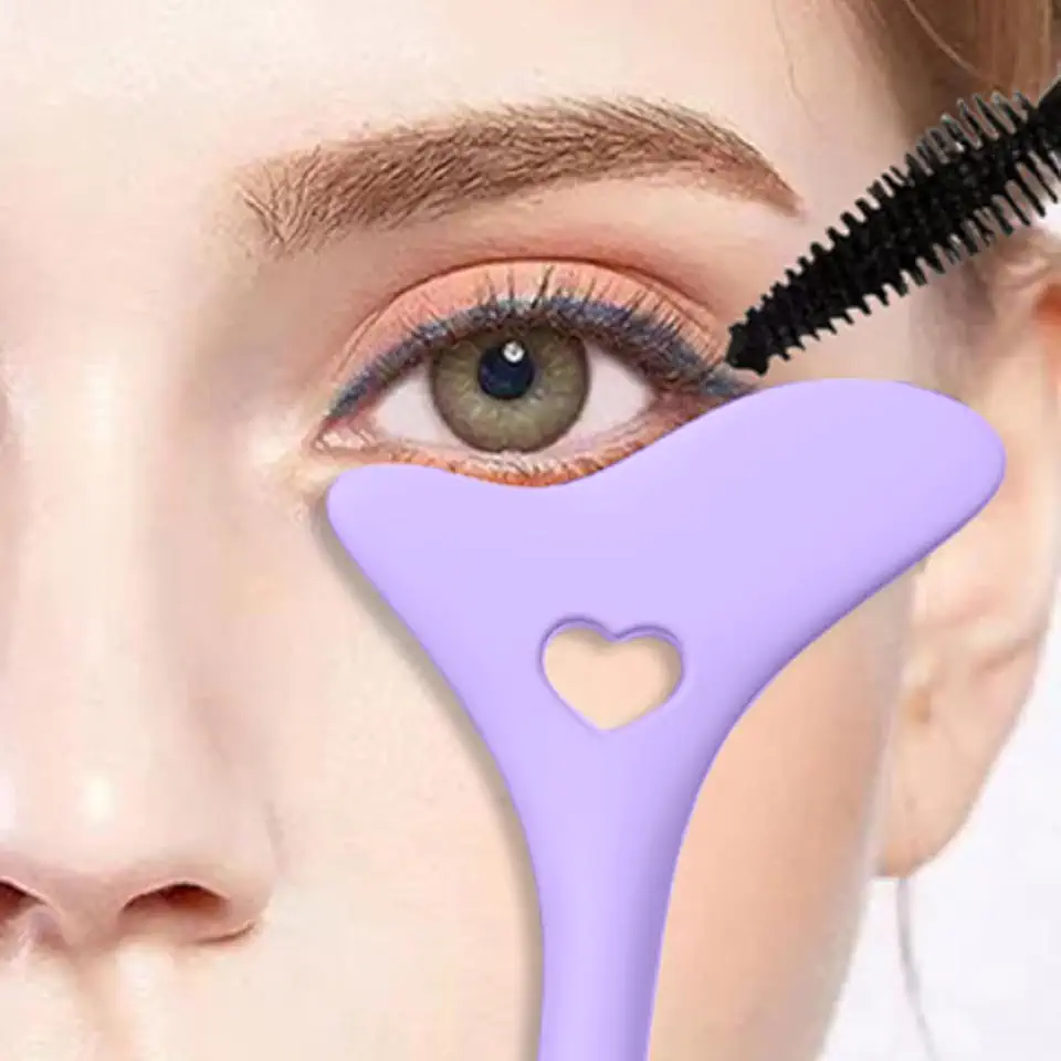 Estêncil de delineador de silicone reutilizável, modelo de delineador alado para iniciantes, ferramenta fácil de maquiagem dos olhos para linhas de precisão (roxo)