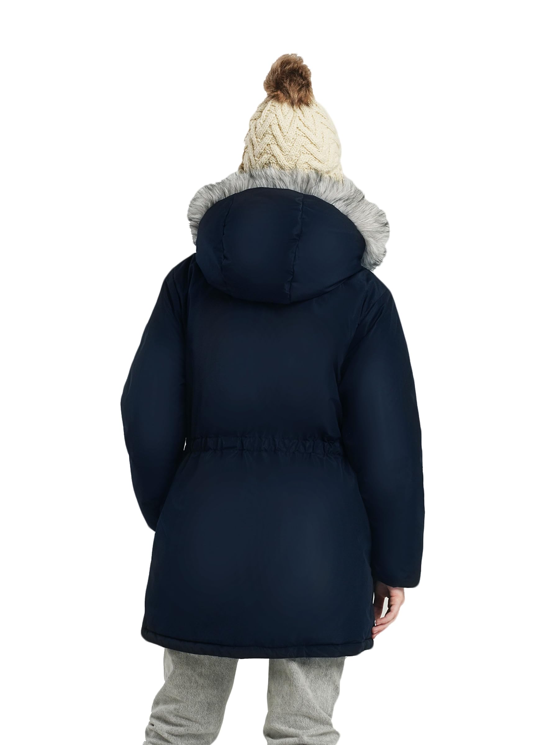 SOLOCOTE Abrigo de invierno para niñas resistente al agua chaqueta de esquí gruesa con capucha de plumas falsas parka larga para niños