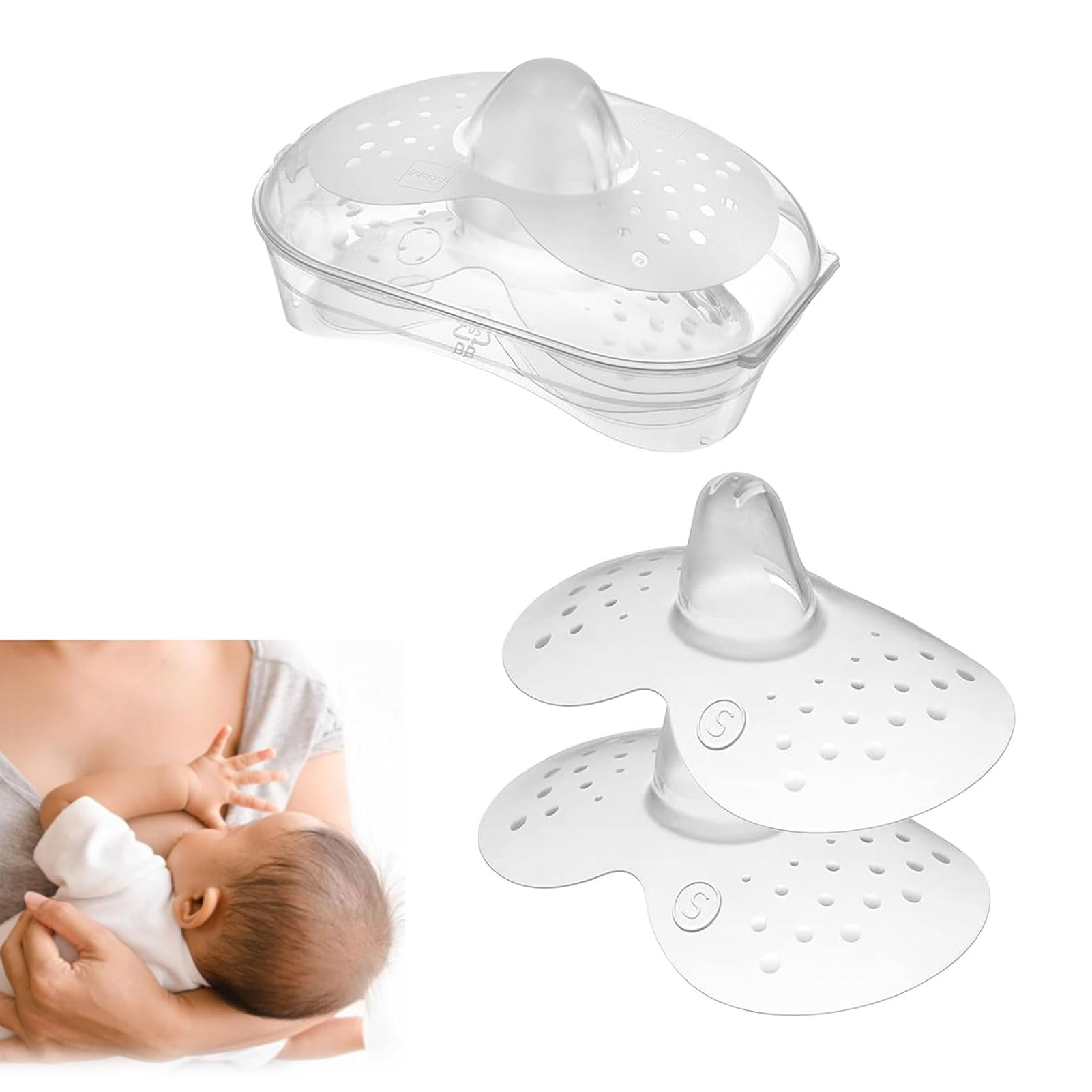 2 Pcs Stillhütchen Mam Und Etui,Stillhütchen Größe L,Brusthütchen zum Schutz beim Stillen,Stillhütchen,mam stillhütchen L,extra weiche Brusthütchen zum Schutz beim Stille Für Maximalen Hautkontakt