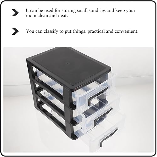 Miniatura 4 de Cabilock Armario Mini Suministros de oficina Organizador de bolígrafos Almacenamiento Cajones de plástico 3 cajones Organizador de cajones de