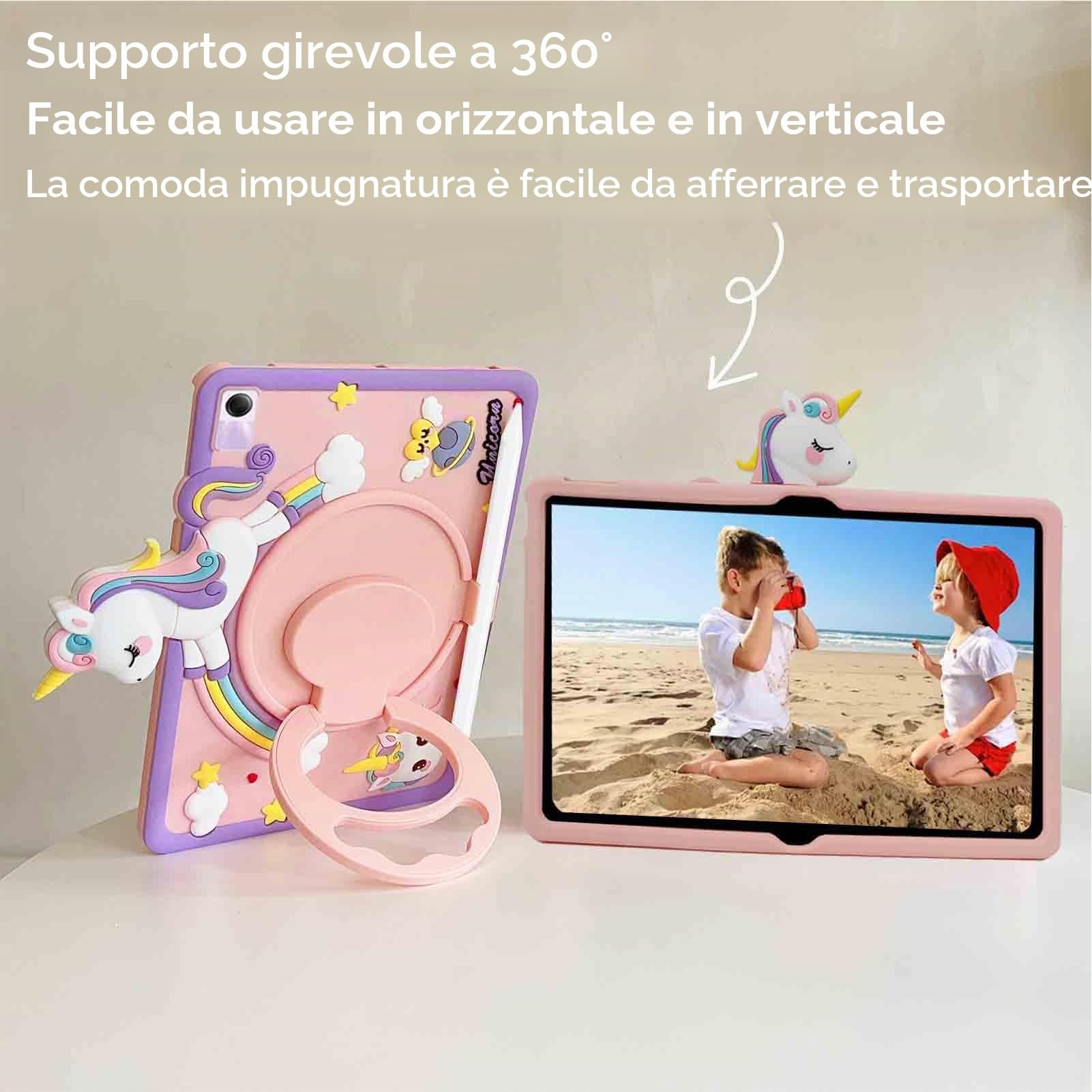 Custodia Per Redmi Pad SE 11" 2023 – TPU E PU Con Auto Wake/Sleep, Supporto Multi-Angolo E Stampa Unicorno Arcobaleno - 5
