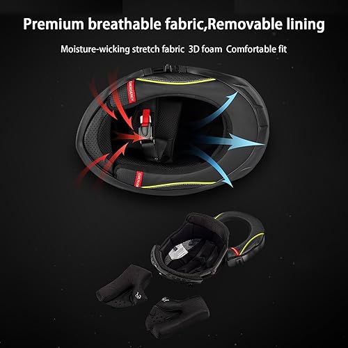 Miniatura 6 de Cascos Bluetooth de cara completa para motocicleta, cascos para motos aprobados por DOT, viseras antivaho abatibles, casco de motocicleta para