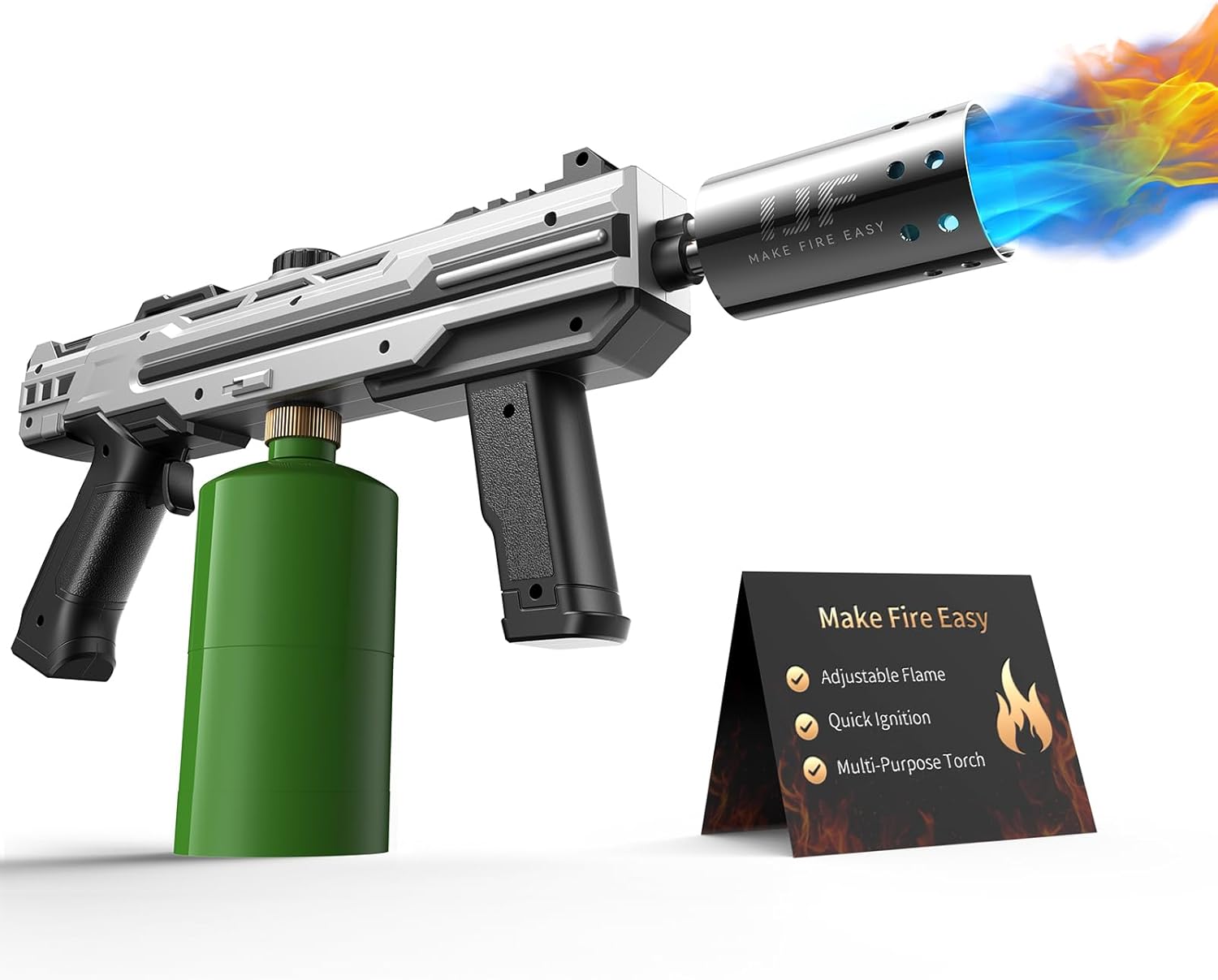 Propane Torch Gun, Adjustable Flame Blow Torch for Cooking, BBQ Torch Gun for Charcoal Grill, Campfire Starter, Fire Torch for Searing Steak, Camping, Weed Burning (Propane Tank Not Included)