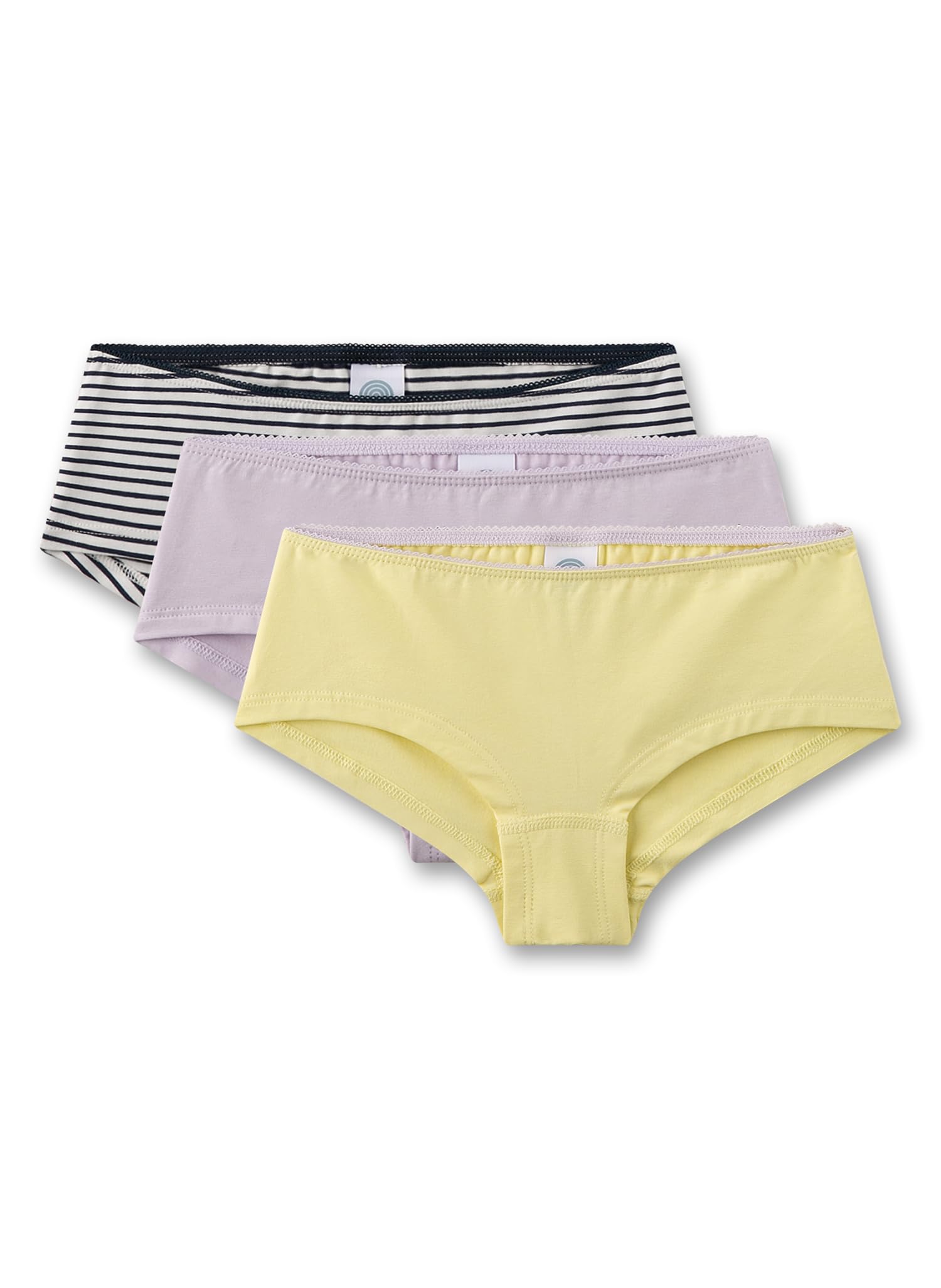 Sanetta Mädchen-Hipster (Dreierpack) gelb & rosa Ringel | Hochwertige und nachhaltige Unterhose für Mädchen aus Baumwoll-Mix. Inhalt: 3er Set Unterwäsche für Mädchen