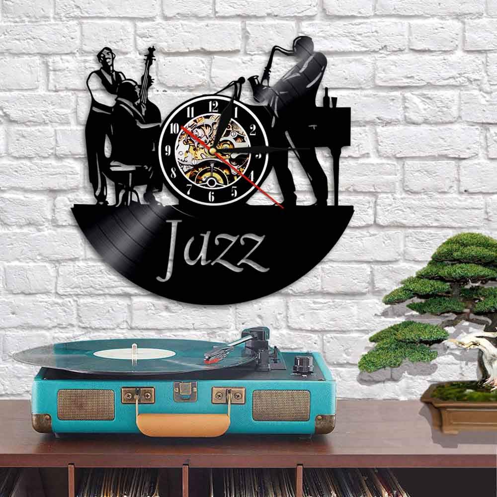 ELD 30 cm jazzowy instrument muzyczny płyta winylowa zegar ścienny muzyka fajny salon wnętrze dekoracyjny zegarek z podświetleniem lampka nocna z 7 kolorami zmiana przyjaciół prezenty lampy światła