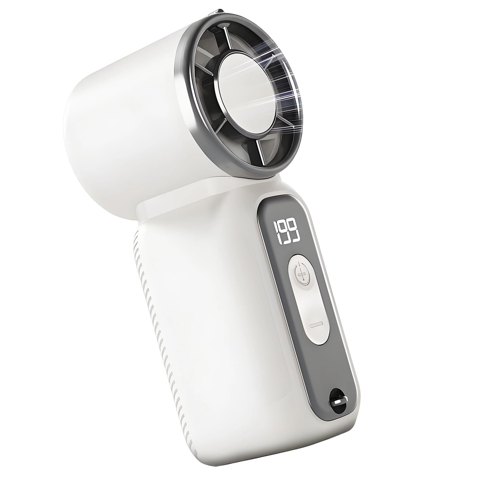 Uqezagpa White Quiet Handheld Fan Usb Rechargeable 199 Adjustable Speeds For Indoor Outdoor Use Portable Handheld Fan With Digital Display