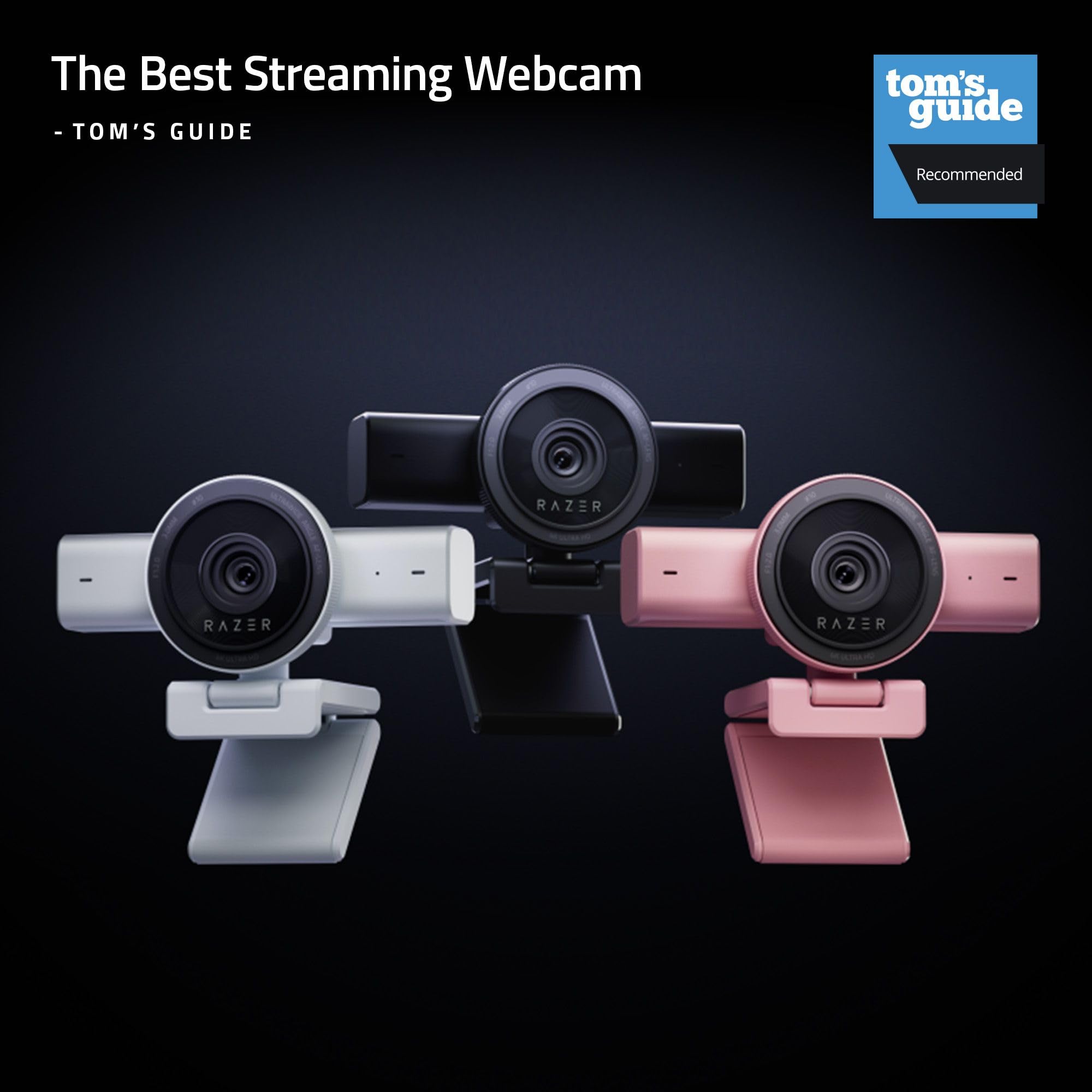 Razer Kiyo V2 - Webcam in streaming: 4K 30 fps, 1080p 60 fps – inquadratura automatica alimentato da IA – microfono integrato – obiettivo angolare ultra ampio – protezione della privacy – Funziona con