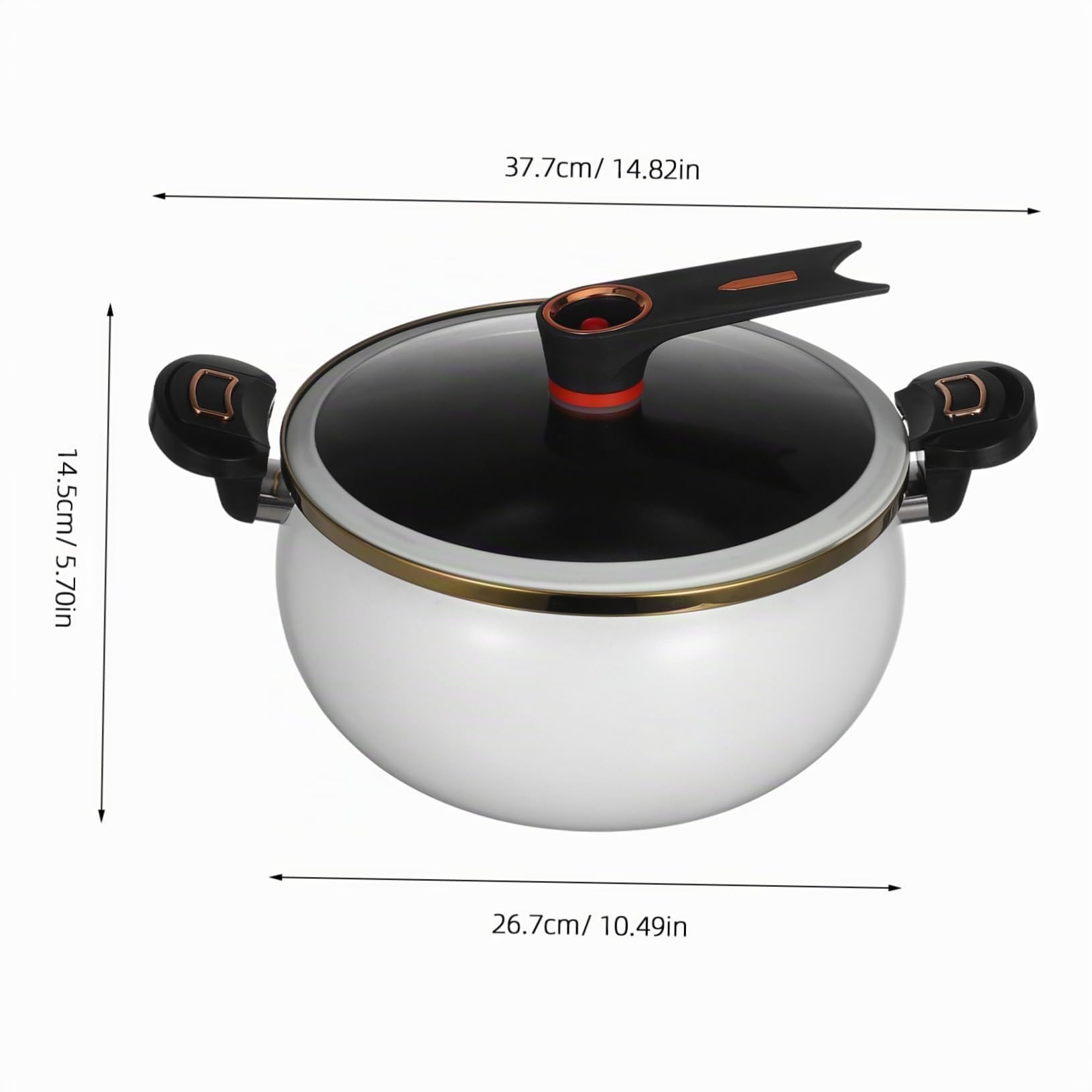 STOBAZA Casserole Céramique Émaillée avec Couvercle Micro-pression Capacité pour Mijoter Bouillir et Cuire à Feu Doux Poignée Anti-brûlure pour Soupe Ragoût et Pâtes