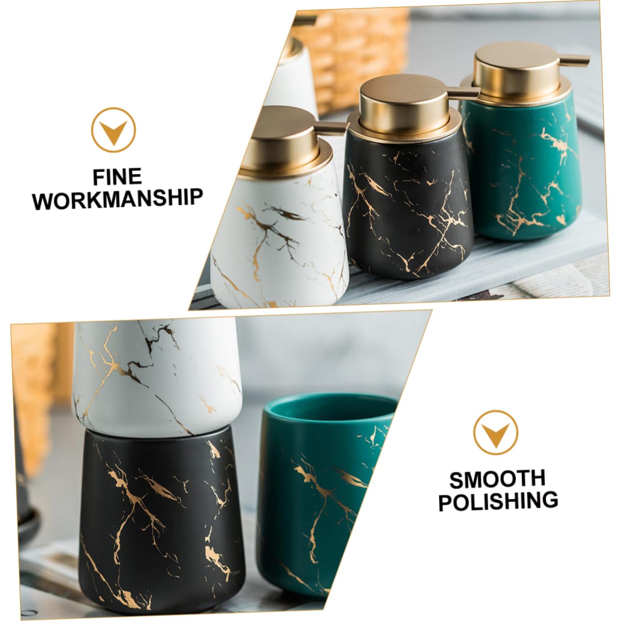 Cabilock Accesorios De Baño De Cerámica Set De Color Verde Oscuro Incluye Soporte para Cepillo De Dientes Vaso para Enjuague Bucal Jabón y Botella De Loción Diseño Elegante y Funcional