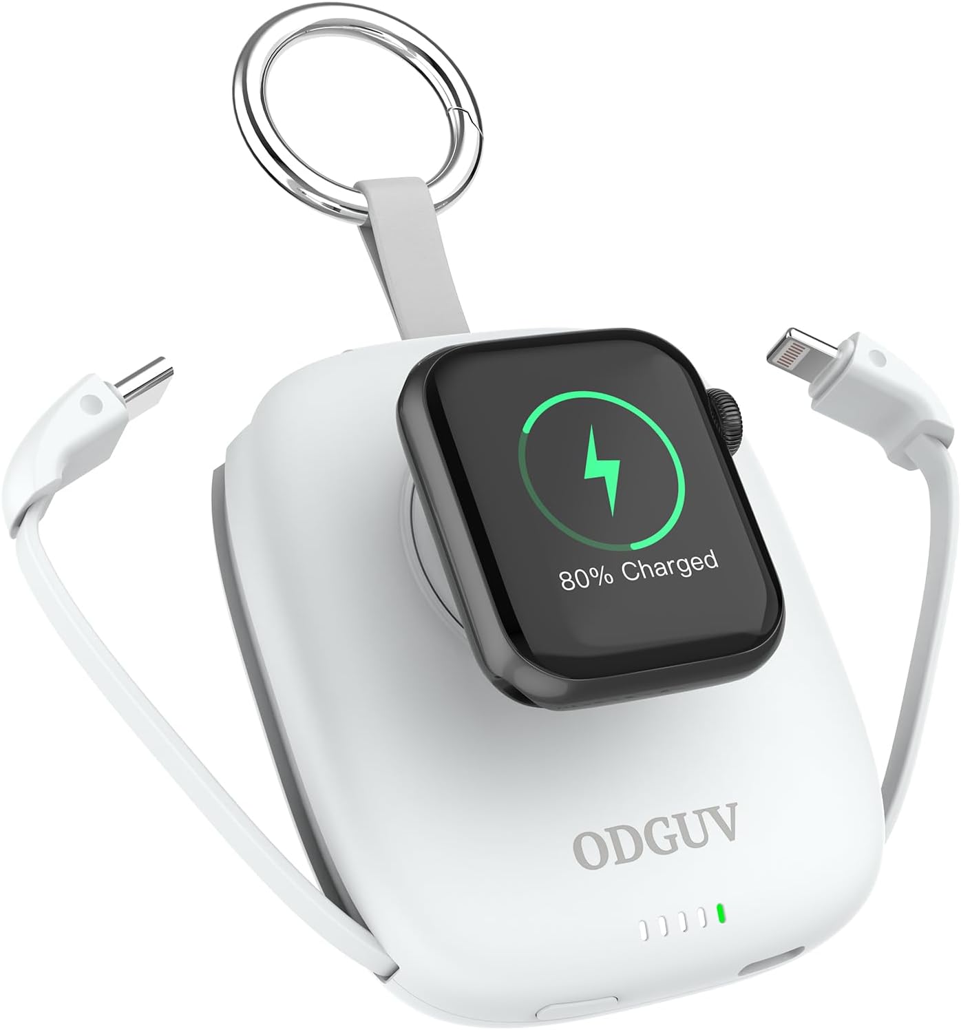 Small Portable Charger 5000mAh,iWatch Wireless Charger Mini Power Bank with Built-in Cable,Travel Keychain Charger for Apple Watch 9/Ultra2/8/Ultra/7/6/Se/5/4/3, iPhone 15/14/13/12/11,Android Phone