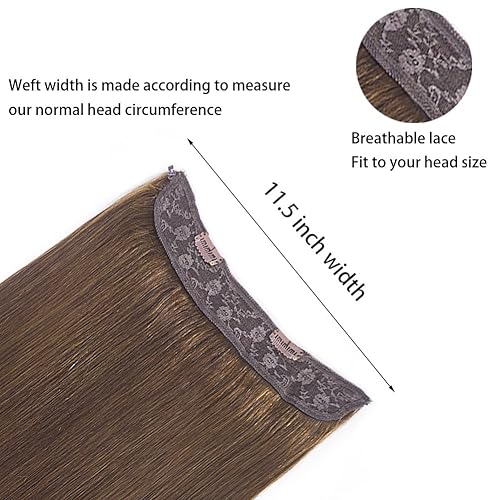 Vista 24 de RECOOL Extensiones de cabello humano real con alambre, balayage, color marrón chocolate a marrón claro y rubio decolorado, extensiones de cabello