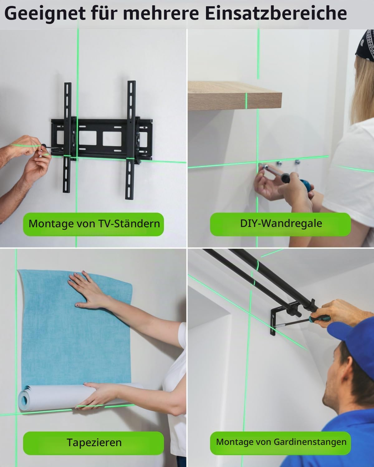 Firecore Kreuzlinienlaser mit Stativ, Laser Wasserwaage mit Stativ 65CM, grüner selbstnivellierendes Linienlaser zum Aufhängen von Bildern, Fliesen, Bauprojekten, Batterie und Tragetasche inklusive