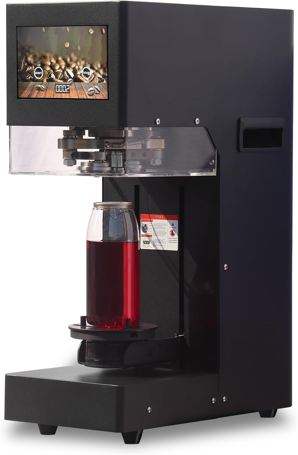 Fully Automatic Commercial Can Sealer Machine for Aluminum & Plastic Cans - Touch Screen Operation, No Need Cup Mat, Auto-Detect Height, for Soda, Beer, Iced Tea, Homebrew Seamer (Black)