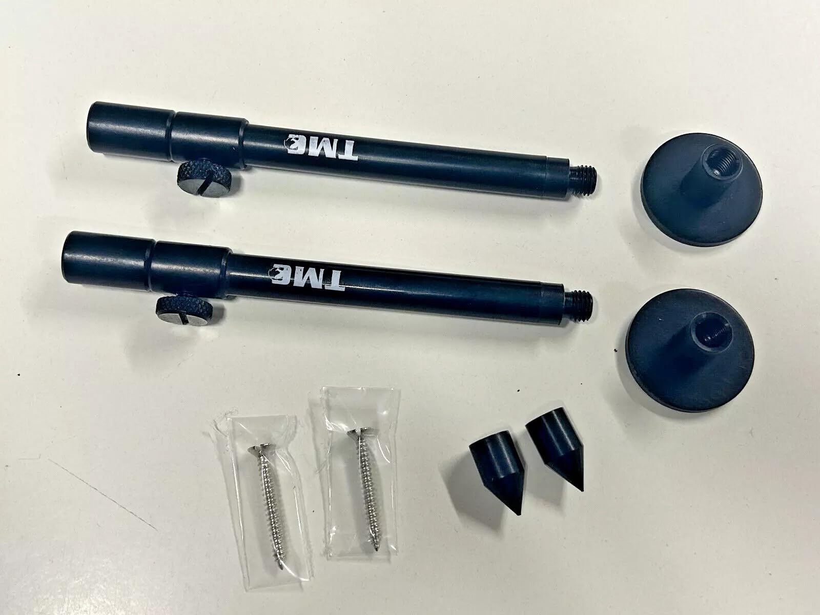 Aluminium Bank Sticks and Stage Stands, 15-23cm, Set of 2, points, stands, bank sticks, screws, Black