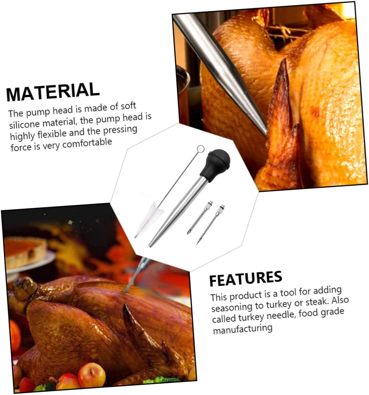 Ciieeo Turkey Baster Syringe Barbecue Sauce Injector Kitchen Meat Injector for Seasoning Sauce Injection