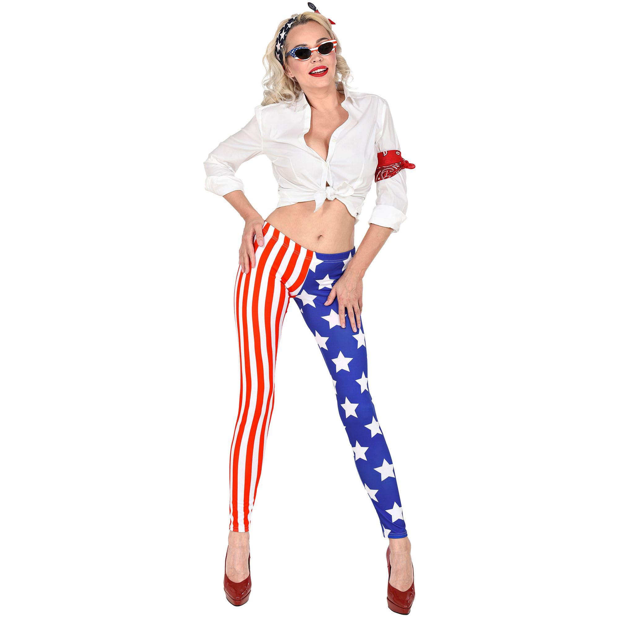 W WIDMANN MILANO Party Fashion - Damskie legginsy USA, amerykańska flaga, sport, kostium