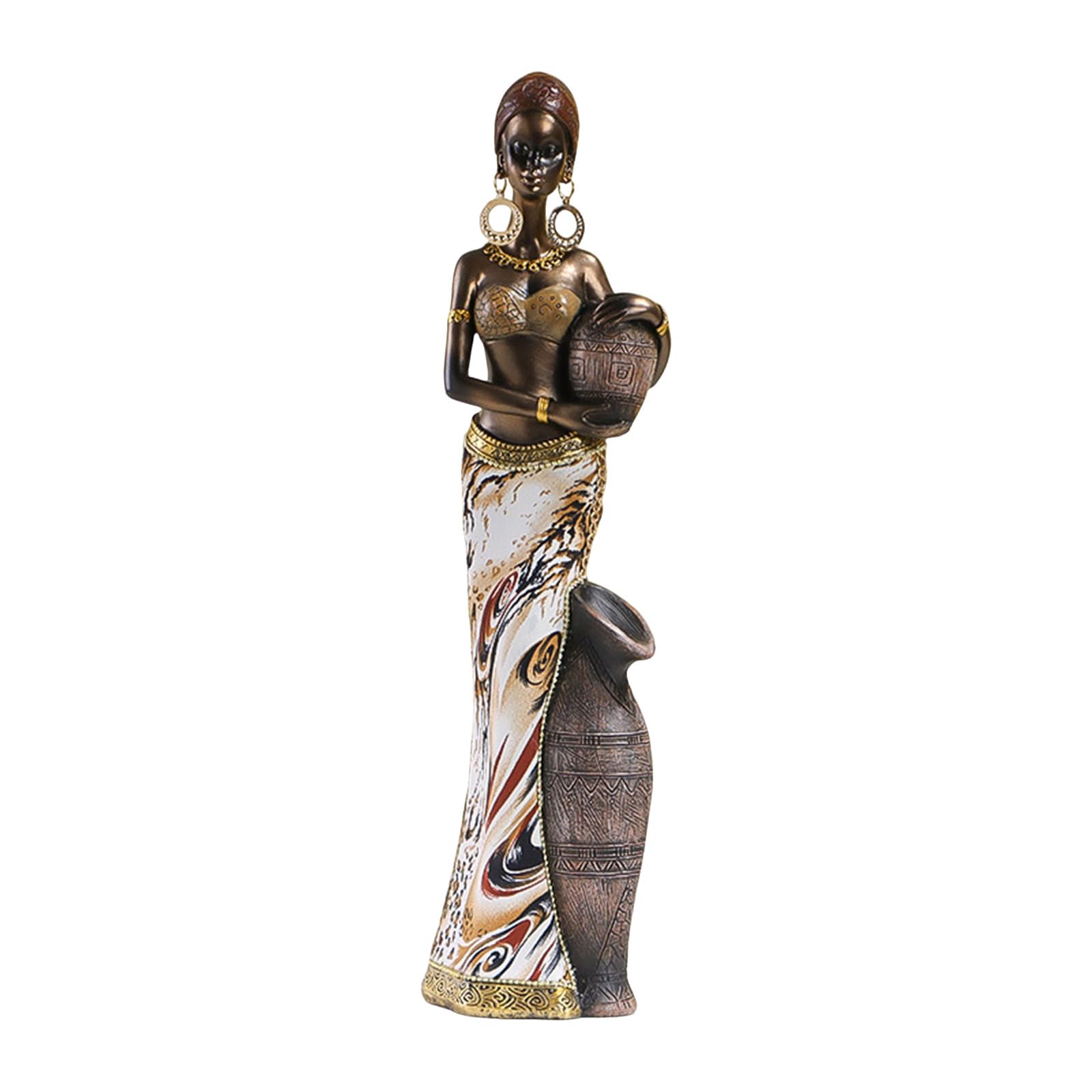 Yiqinzcxg Women's D African Figurine Exotic Resins Character Statue Retro Tribal Lady Sculpture Vintage Home Ecors For Book Shelf