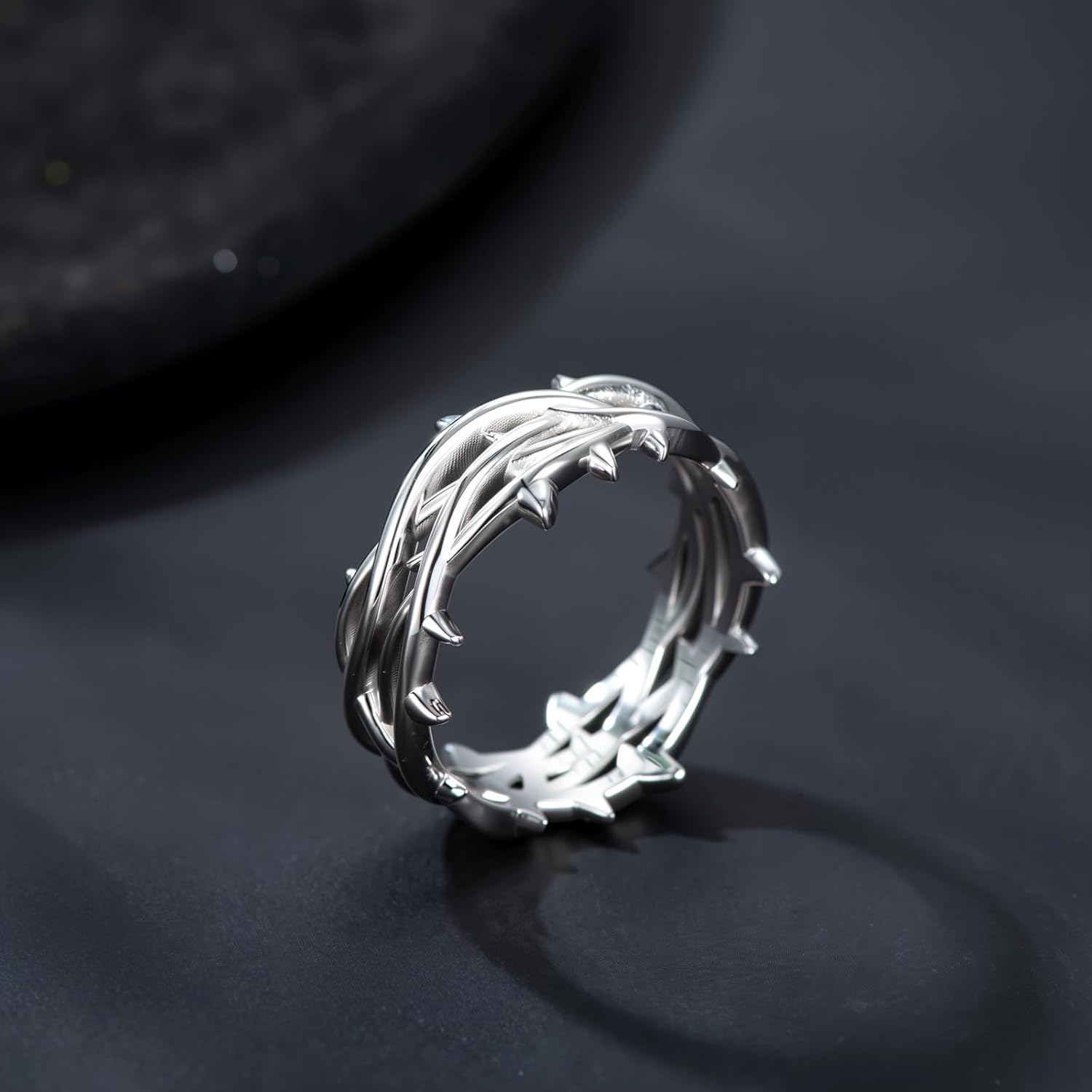 Crown of Thorns Ring 925 Sterling Silver Jesus Thorn Ring Size 8-13 for Men Women Silver
