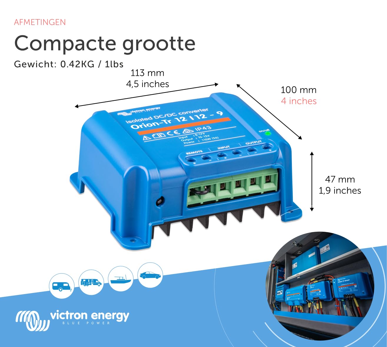 Victron Energy Orion-tr Ip43 12-volt 9 Amperios De 110 Vatio | Envío gratis