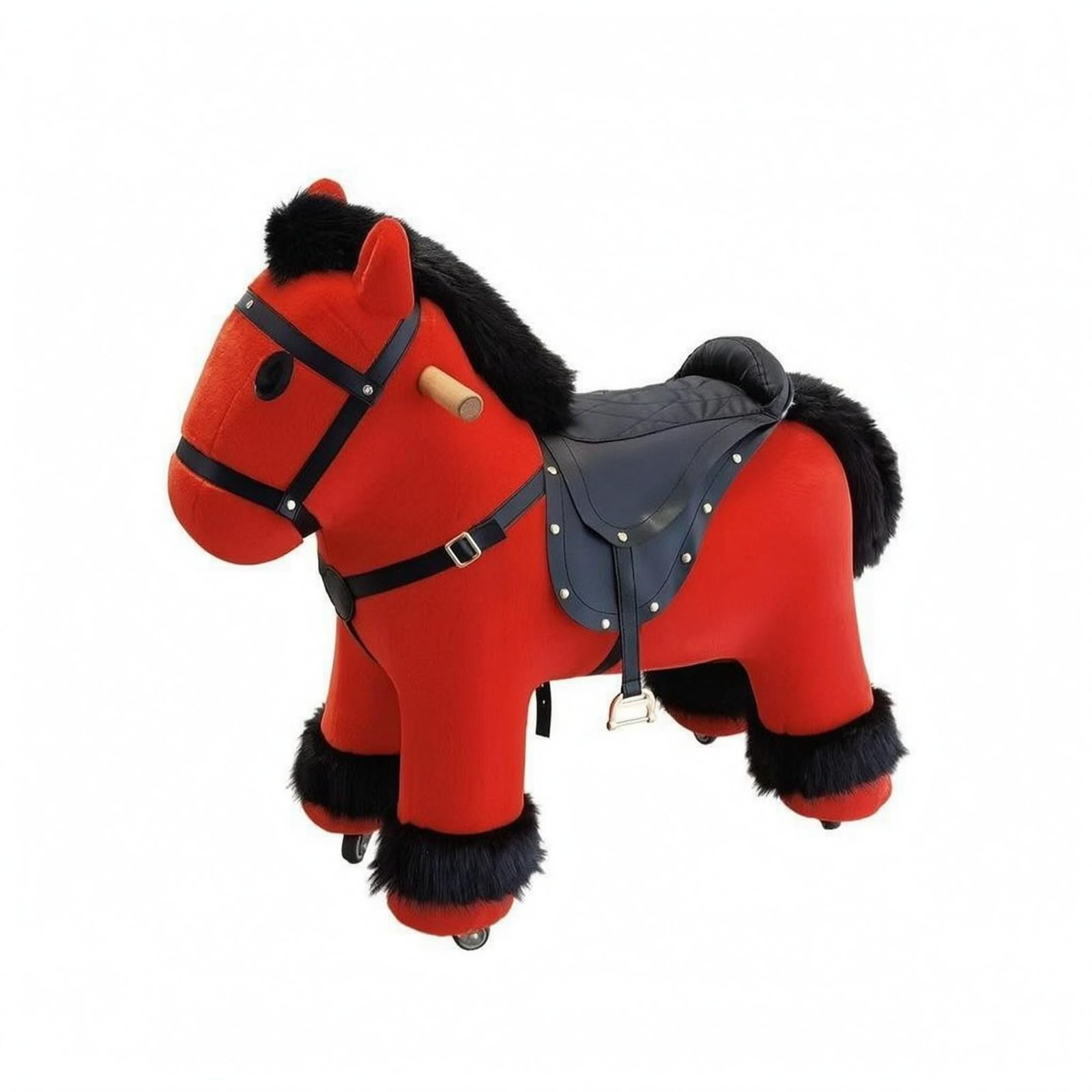 Cavallo Cavalcabile di Peluche Decorativo Sgabello Cavallo senza senza Alimentazione Elettrica Arredo Gioco per Bambini, Rosso, 70 30 75 Cm