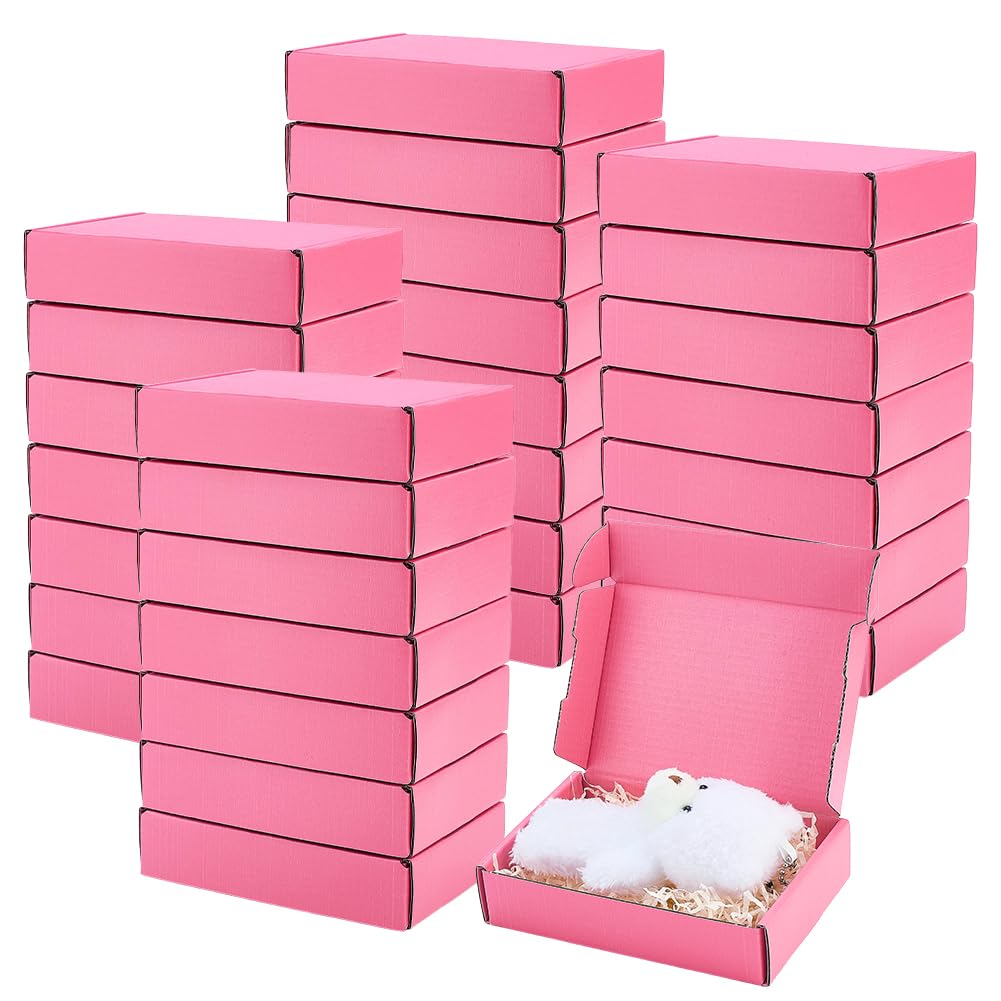 PH PandaHall 30pcs Pink Shipping Boxes 3.5x5.4x1.5 inch Small Cardboard Boxes Corrugated Mailer Boxes for Candle Packaging Gift Giving Mailing Products Valentine's Day Decoration
