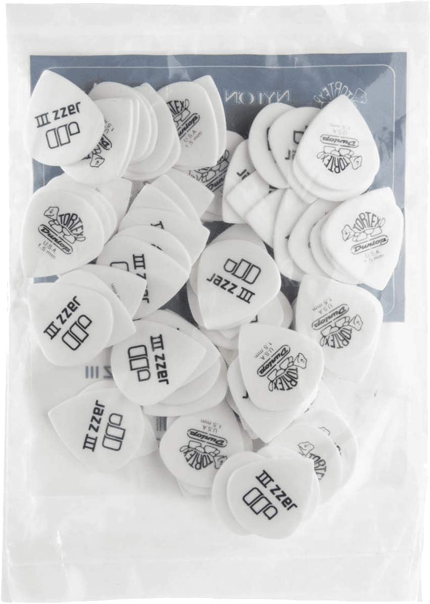 Jim Dunlop Tortex® White Jazz III Pick 1.50MM - 72 Pack