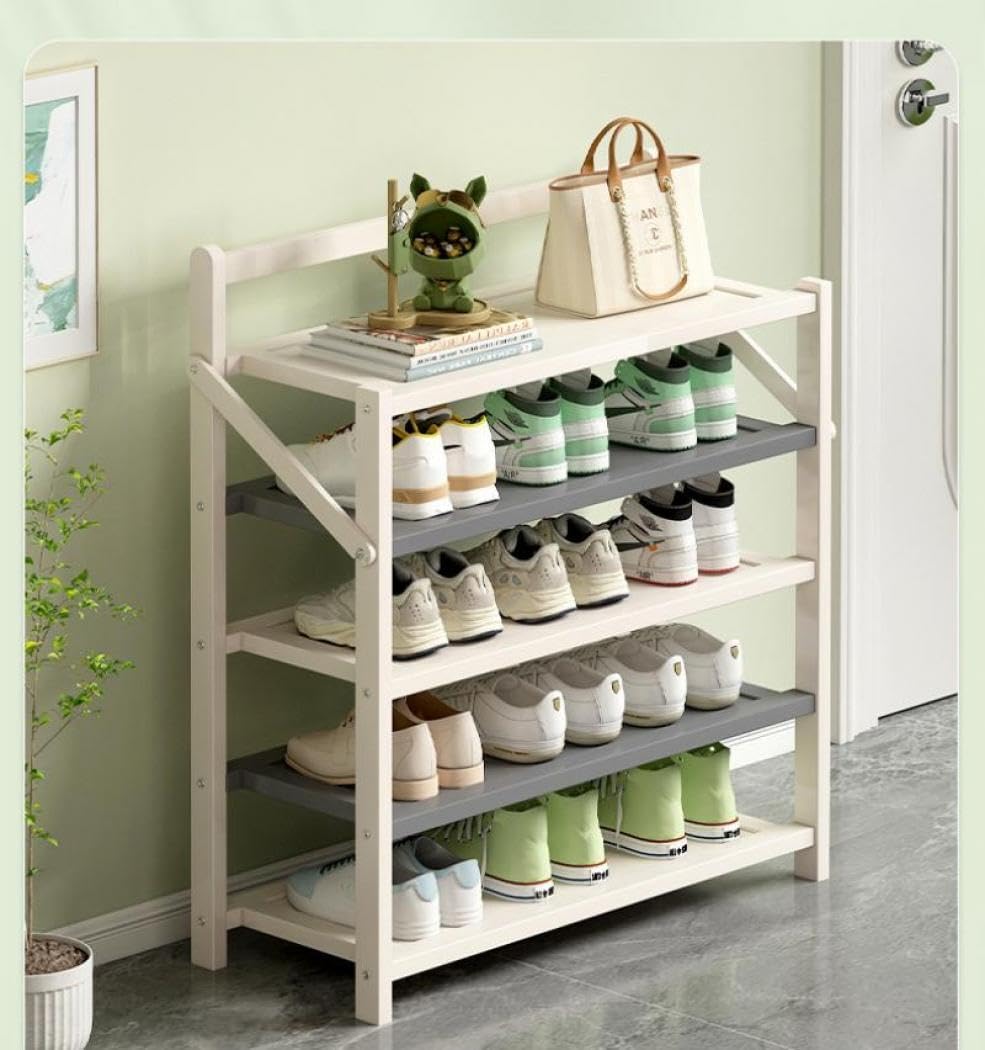 TAIVINN シューズラック 靴棚 折り畳み 靴 箱 収納 下駄箱 スリム 省スペース オープンラック コンパクト 軽量 組立不要 玄関 リビング (木色 5段 70*23.8*75cm)