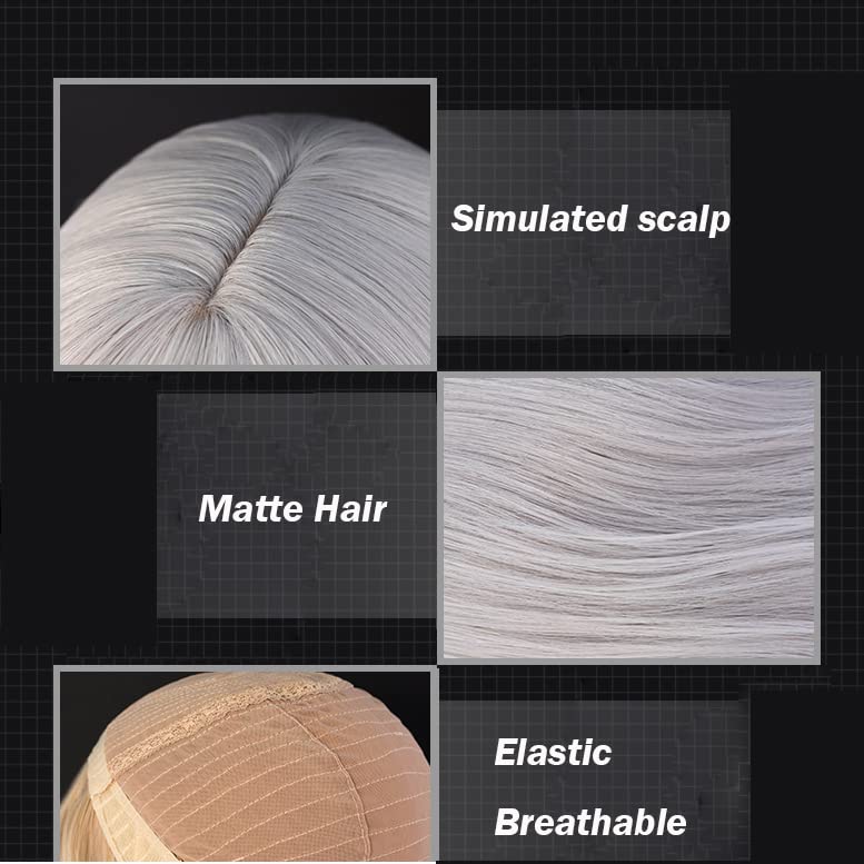 Miniatura 8 de Anime Nekomata Okayu Cosplay Pelucas de cabello morado con orejas, resistente al calor, pelo sintético peluca de cosplay + gorra de peluca + cola