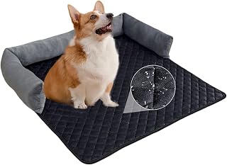 PETCUTE Soft Dog Sofa, Orthopedic Dog Bed for Large Dogs with Non-slip Bottom, Washable Pet Furniture Cover with Soft Headrest, Pet Sofa Cover, Large Memory Foam Pet Bed