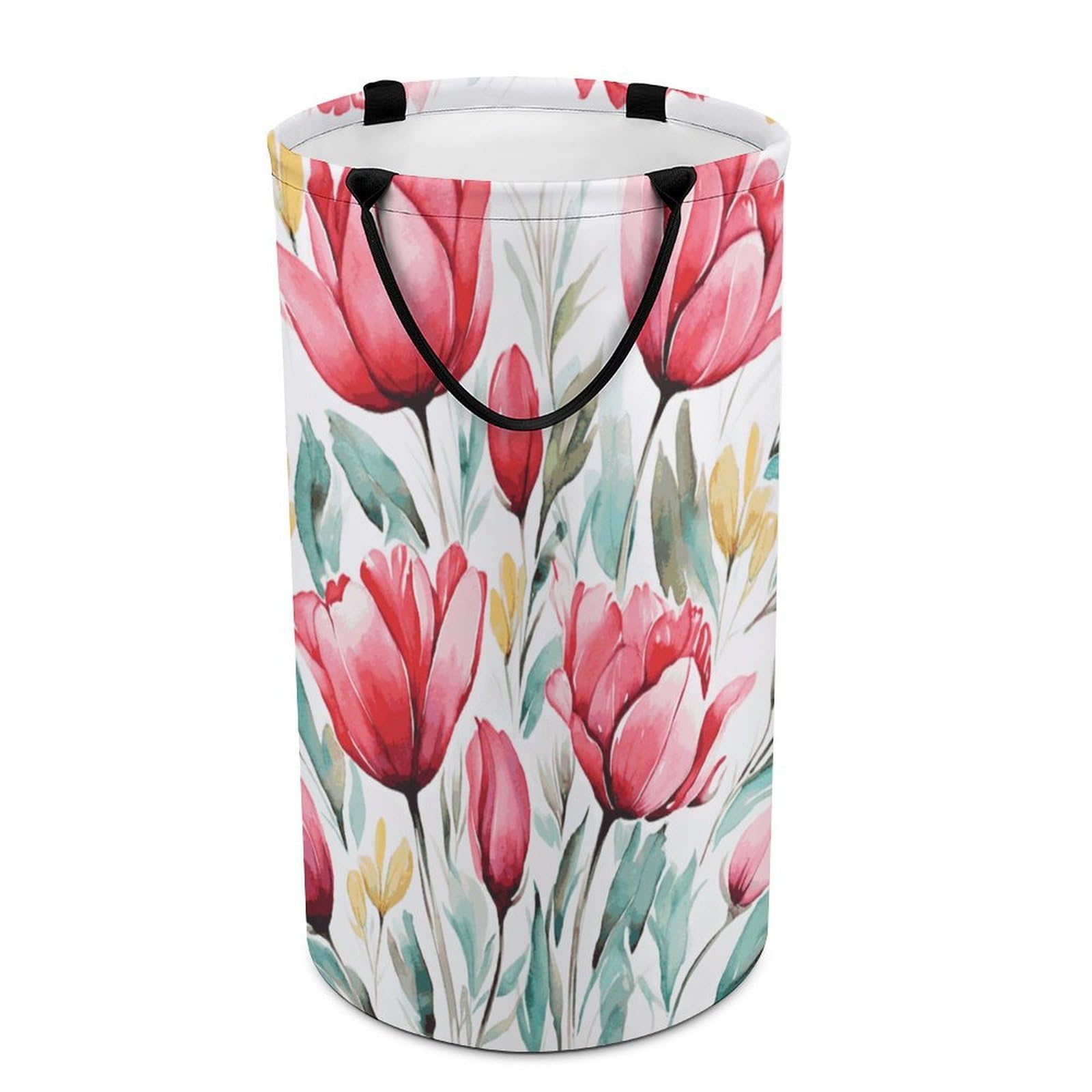 Flower Laundry Basket Freestanding Laundry Hamper with Handles Waterproof Dirty Clothes Hamper Collapsible Washing Bin Aesthetic Clothes Basket for Bathroom Bedroom Dorm