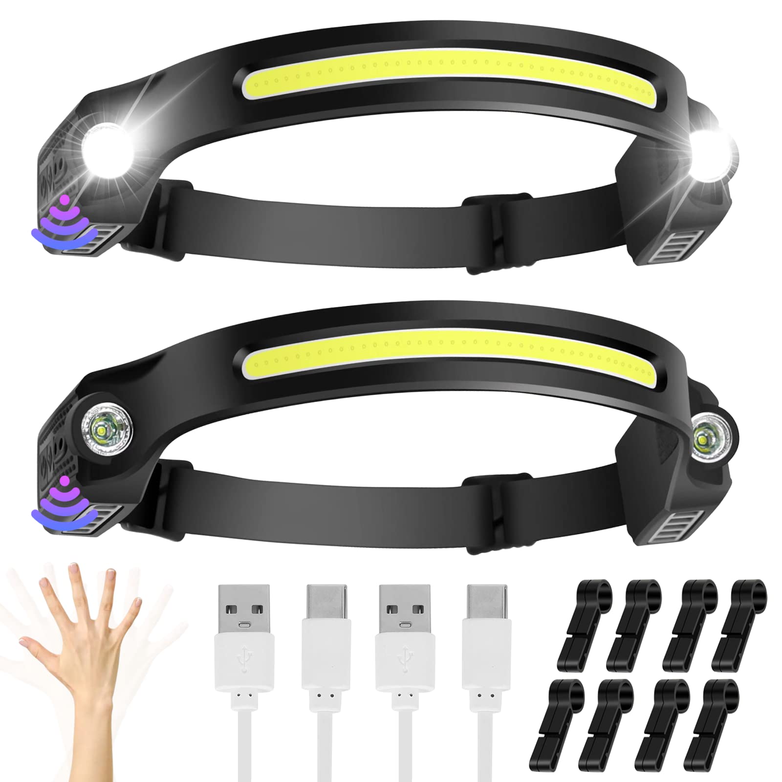 Lampe Frontale Rechargeable USB-C Fancysky - 2 Pièces Avec Capteur De Mouvement - IPX4