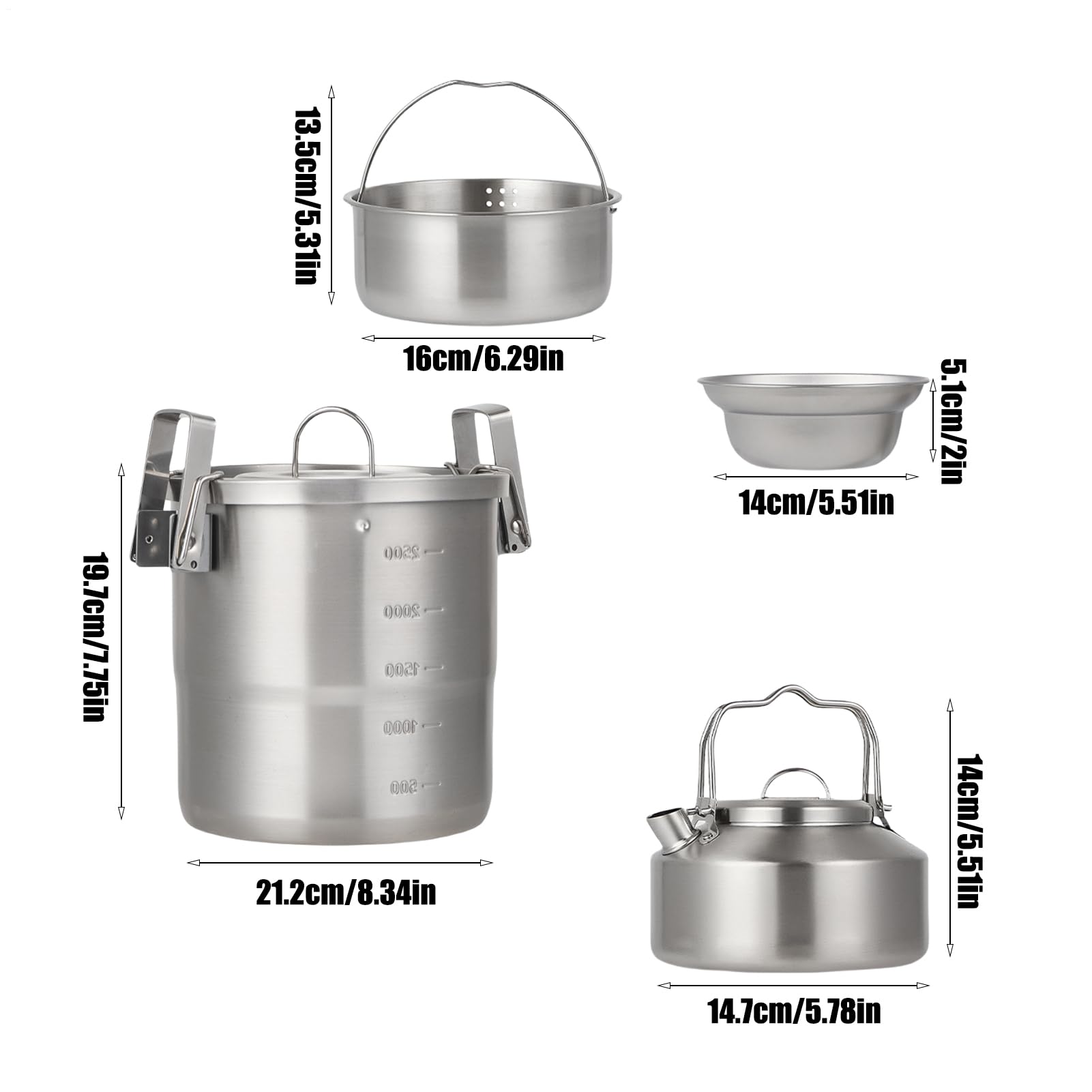 Set di cucina da campeggio, kit di pentole da campeggio, attrezzatura di sopravvivenza da viaggio per picnic in famiglia per escursioni in famiglia