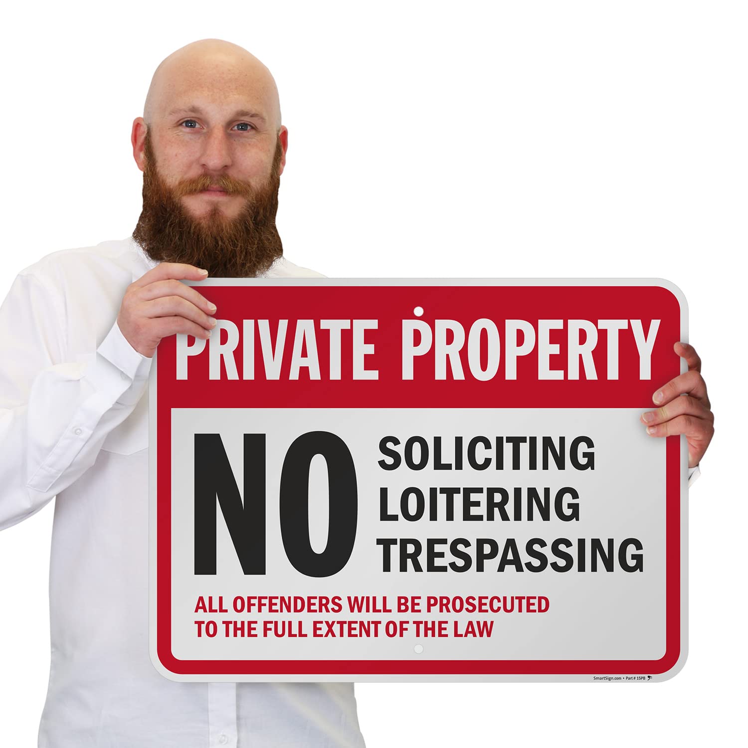 Señal de aluminio SmartSign, leyenda "sin solicitar loitering Trespassing," 18 cm de alto x 24 cm de ancho, negro/rojo sobre blanco