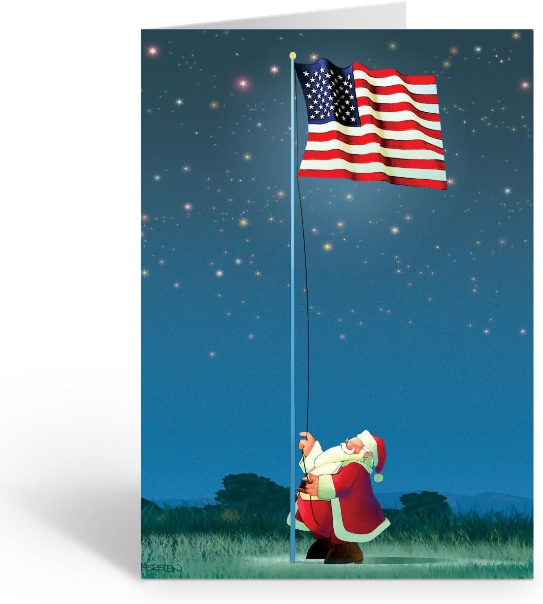 Stonehouse Collection |36 Personalized American Flag Christmas Cards & Envelopes | 36 Patriotic Flag Return Address Labels | 36 USA Flag Envelope Seal Stickers | USA Made (Matching Label)