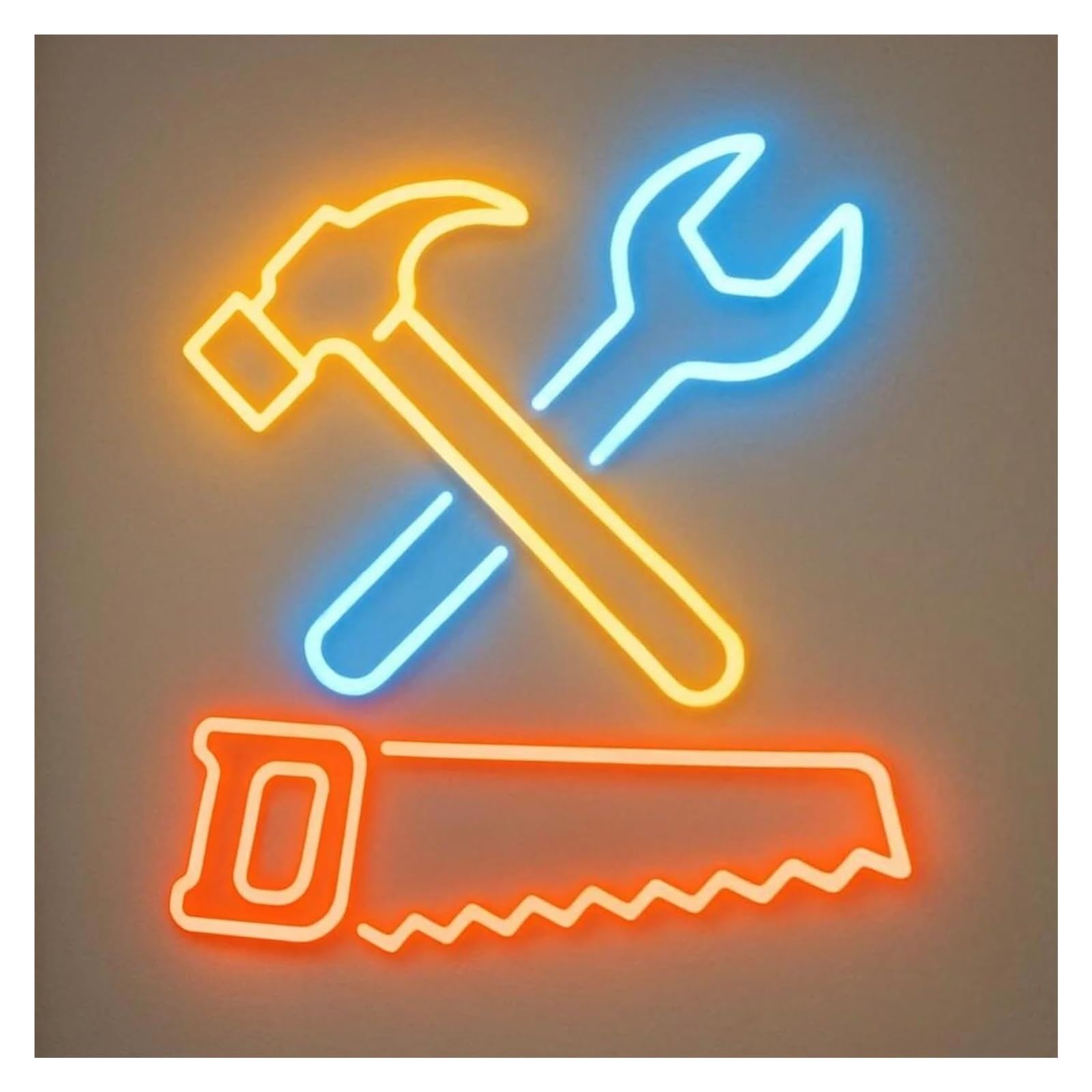 Insegna al Neon Insegna Al Neon Con Martello E Chiave Inglese, Attrezzi Da Costruzione, Aziende Di Costruzioni Luminose, Decorazione Per Garage E Officina,50cm