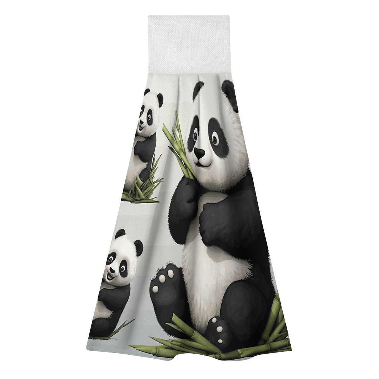 BTCOWZRV Panda Hanging Kitchen Towels with Loop, 2 PCS Luxury Hand Towels for Bathroom, Soft Microfiber Absorbent Face Towels Quick Dry Cleaning Cloths for Kitchen Dish Towels