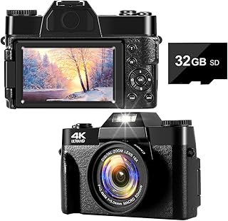Digital Camera Vlogging Camera 4K 48MP Compact Digital Camera with 16X Digital Zoom Digital Cameras with AF Function and 3...
