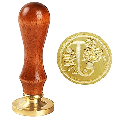Sello de cera vintage retro clásico de madera, 26 letras A-Z, letra inicial del alfabeto, varios colores, sello de cera (letra J)