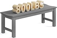 LAHAAP 2-Person Outdoor Patio Bench - Backless 800lbs Capacity, Weatherproof HIPS Never Rot or Fade, Grey Garden Seat for Backyard Porch